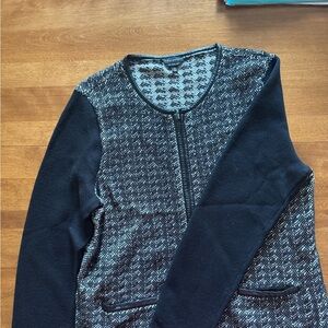 Talbots pure Italian Marino cardigan sweater with leather trim woman’s XL